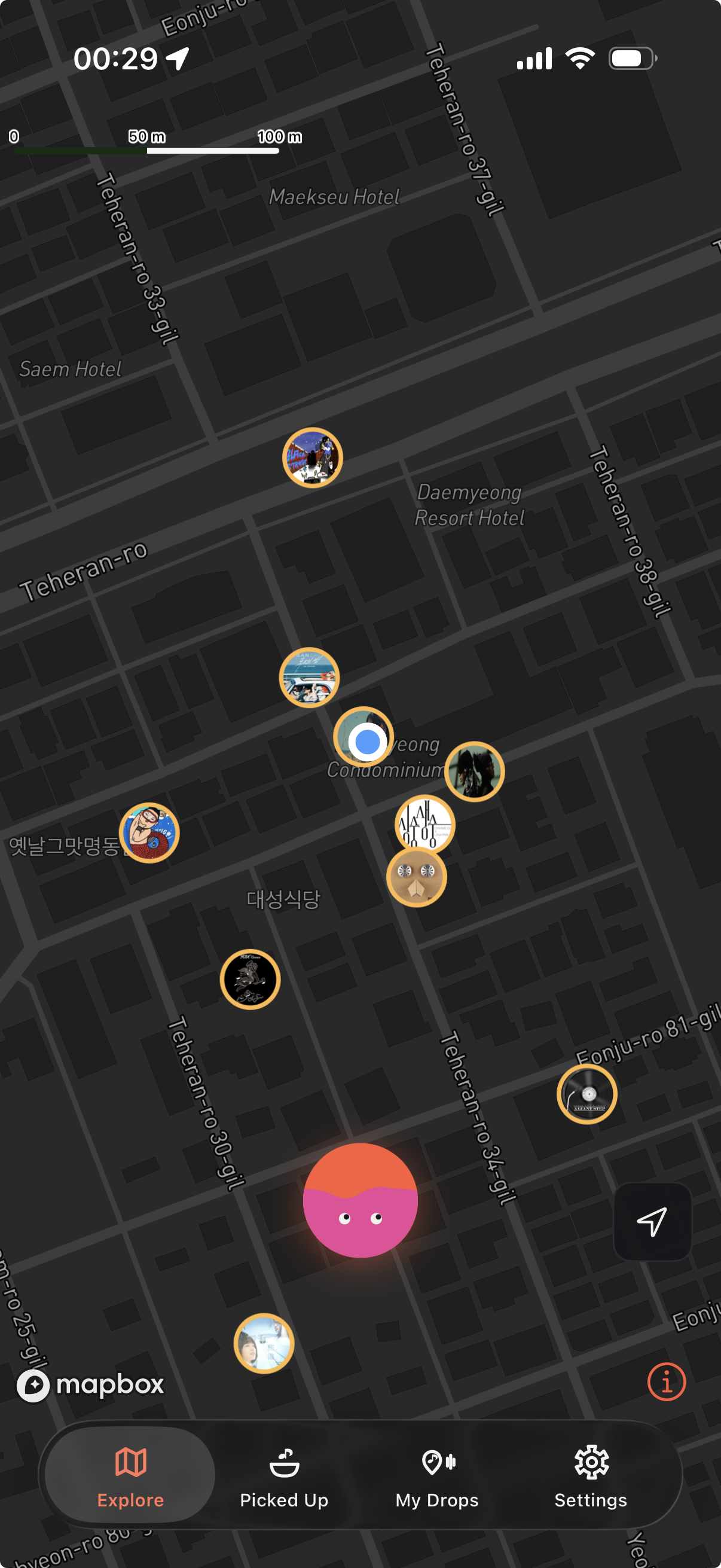 Weve map screen with music pins